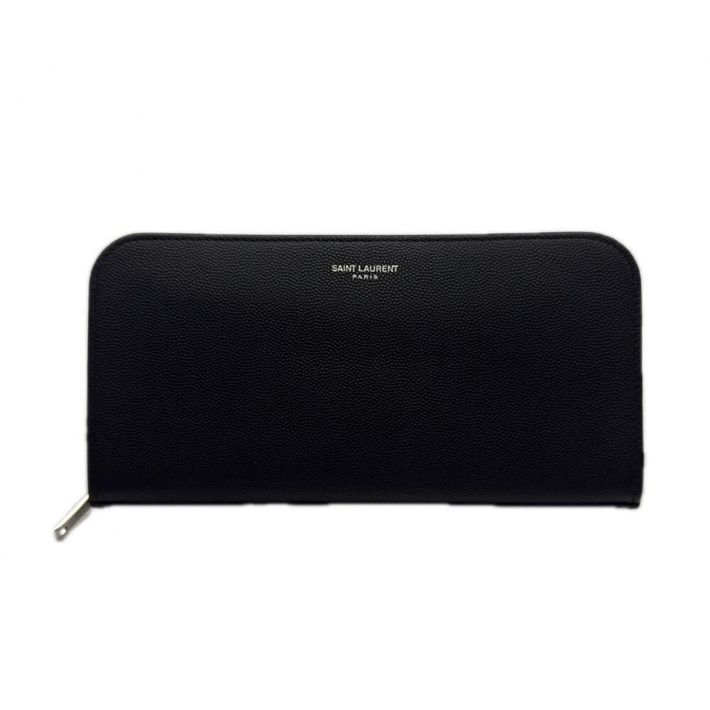 YVES SAINT LAURENT Classic Full-Zip Wallet 534290 Long Black Calf Leather Men's